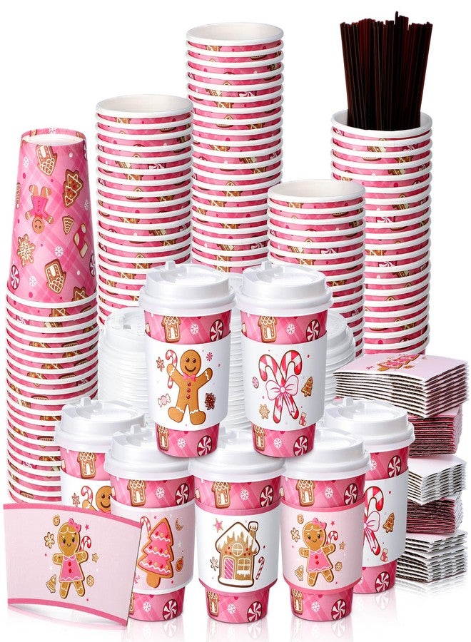 Uiifan Gingerbread Man Party Disposable Coffee Cups with Lids, Sleeves and Stirrers 50 Pack 12 oz Hot Cups Baby Shower Decoration for Fall Baby Shower Gender Reveal Party Christmas - Image 1
